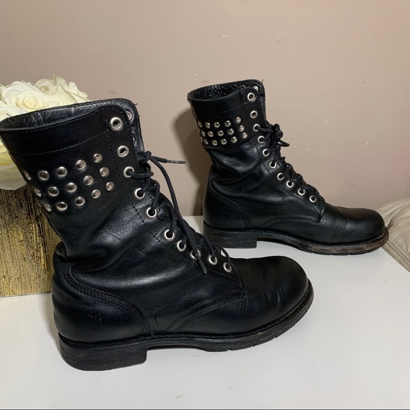 SOLD Frye Rogan Stud Lace Up Boots Fold Over - Picture 10 of 13